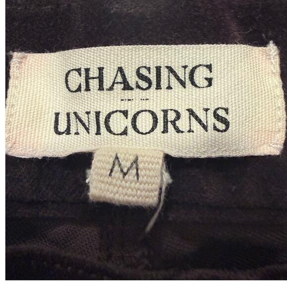 Chasing Unicorns Catch a Falling Star Purple Velvet Embroidered Flare Pants M - Picture 6 of 9